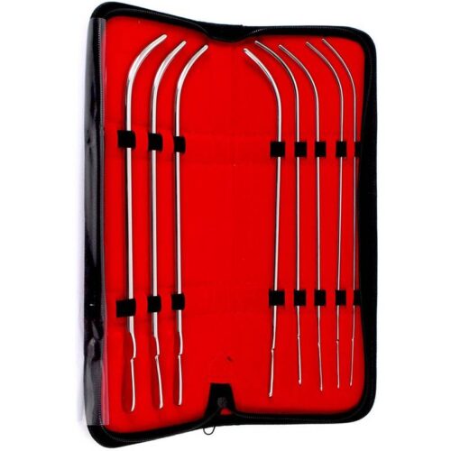 Bakes Common Bile Duct Dilators, Bakes Gall Stone Probe, RoseBud Urinary, Uterine, Urethral Diagnostic Sounds, Double Ended, Set of 13, 30cm