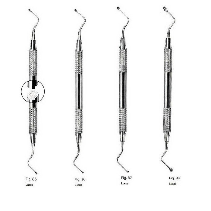 Lucas-Bone-Dental-Orthopedic-Curettes-Hollow-Handle-Set-of-4