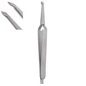 Bracket Clamping Holder with Lock, Blade at the end of the Tweezers, Serrated, 14cm